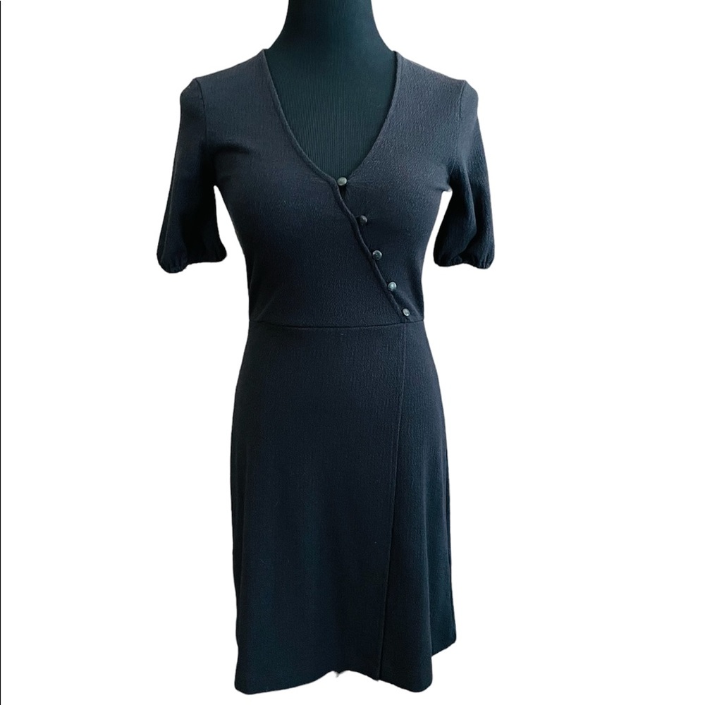 MADEWELL stretchy crepe dress in black XXS
